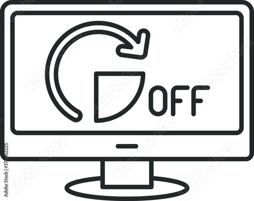 line icon, shutting down the computer for a period of time
