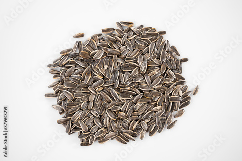 healthy sunflower seeds on white background