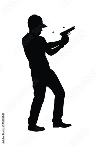 Gun shooting instructor silhouette vector