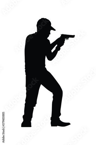 Gun shooting instructor silhouette vector