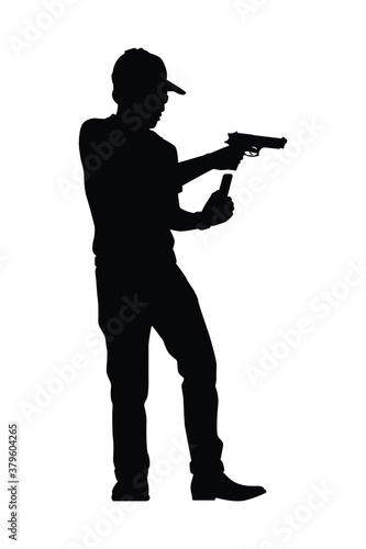 Gun shooting instructor silhouette vector