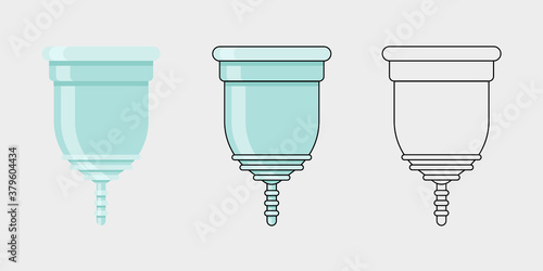 Menstrual cup vector illustration set.