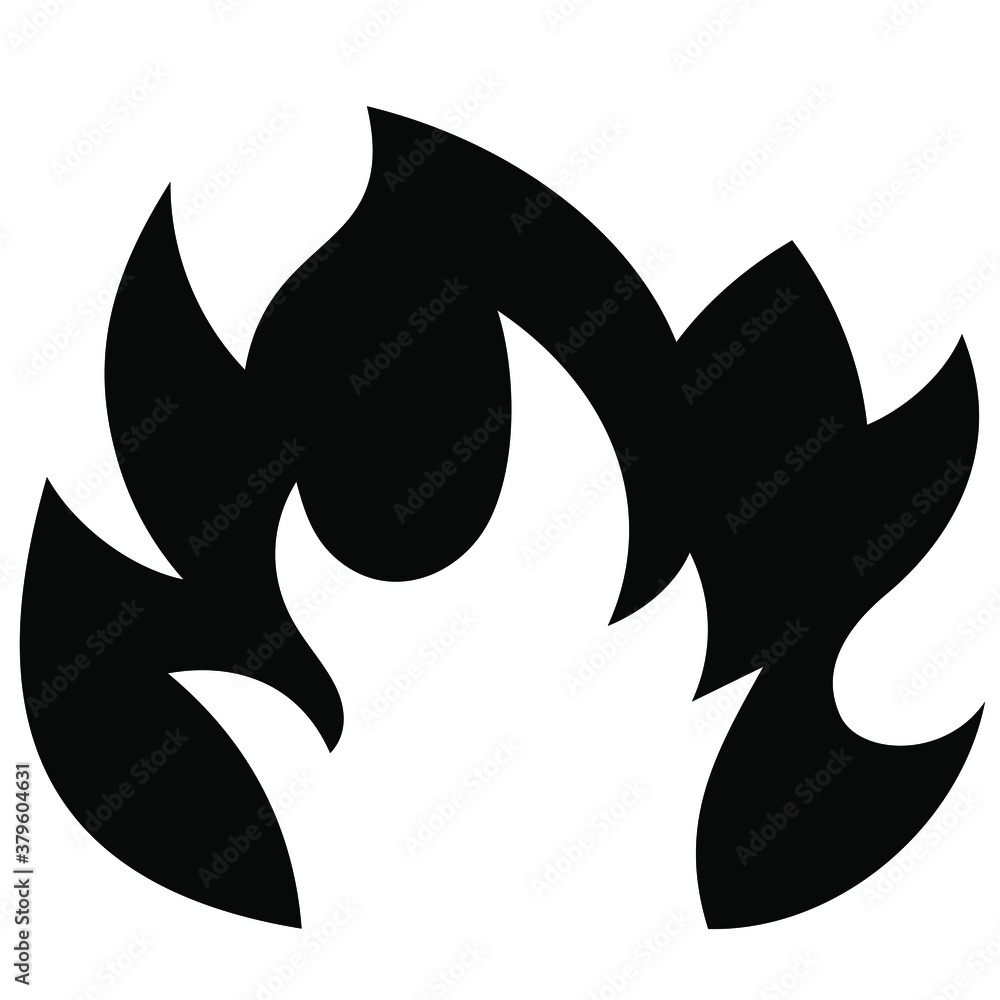 Fire flame icon. Black icon isolated on white background. Fire flame silhouette. Simple icon. Fire flame icon. Black icon isolated on white background. Fire flame silhouette. Simple icon.
