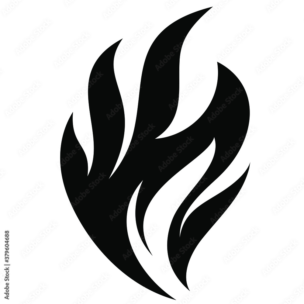 Fire flame icon. Black icon isolated on white background. Fire flame silhouette. Simple icon. Fire flame icon. Black icon isolated on white background. Fire flame silhouette. Simple icon.