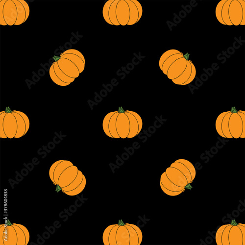 Hand drawn autumn  pattern with pumpkins for Harvest festival, Thanksgiving day, Halloween.  Vector illustration © simple words
