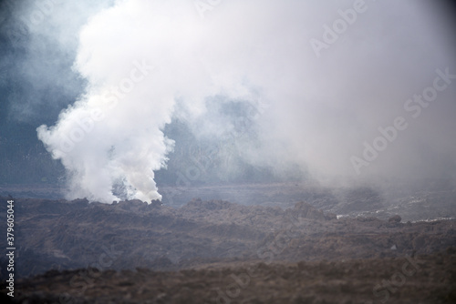 A smoke bomb on the battlefield. Smoke bombs action.