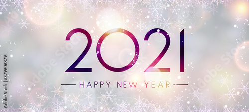 2021 happy new year sign on misted glass.