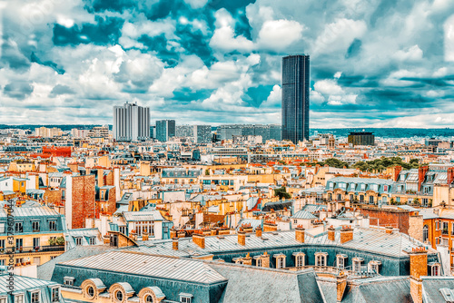Fotografie Beautiful panoramic view of Paris from the roof of the Pantheon