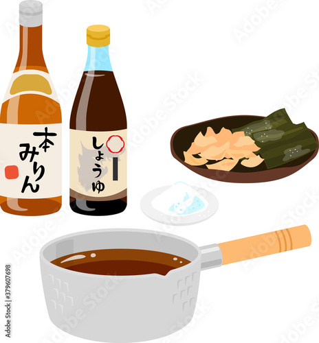 めんつゆの材料と雪平鍋