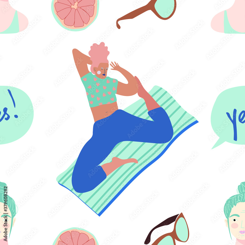 Seamless pattern and hand drawn texture. You take care of yourself. Vector flat illustration Seamless pattern and hand drawn texture. You take care of yourself. Vector flat illustration