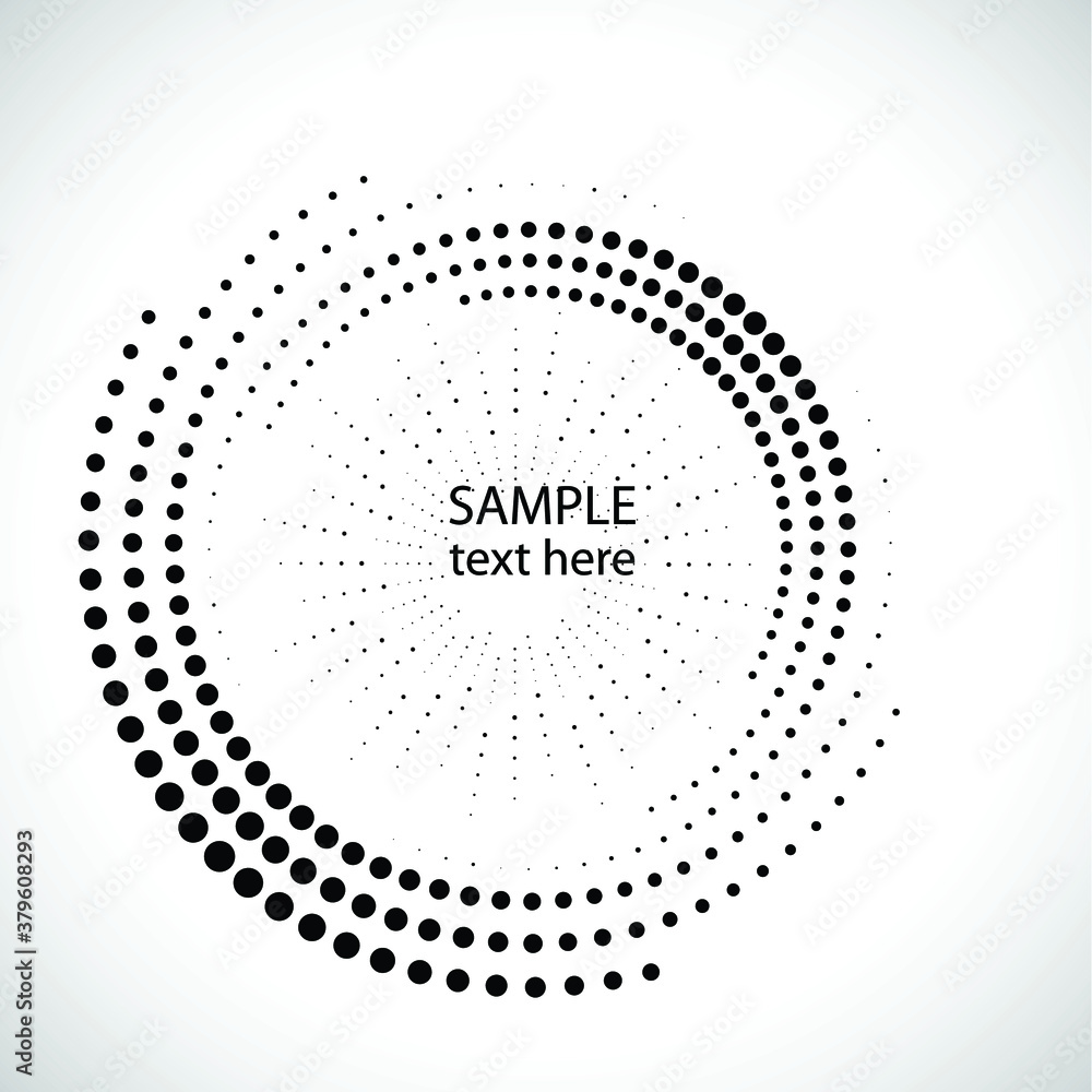 Halftone dots in circle form. round logo . vector dotted frame . design element