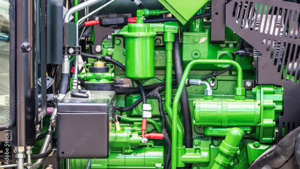 Close up de motor de trator Close up de motor de trator