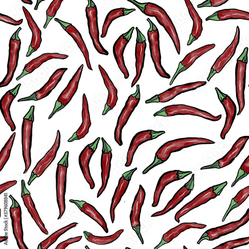 red hot chili peppers pattern white background 