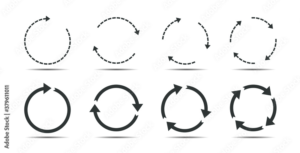 Fototapeta premium Set grey arrows. Circulate and reload vector arrows.