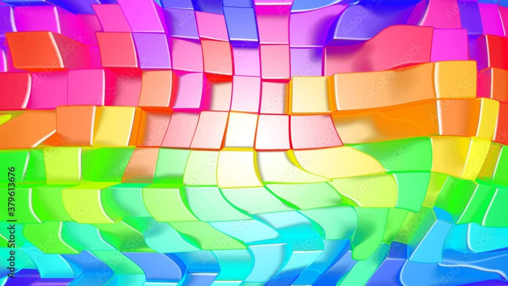 Wibbly Wobbly Grid of Rainbow Spectrum Colored Blocks Wibbly Wobbly Grid of Rainbow Spectrum Colored Blocks