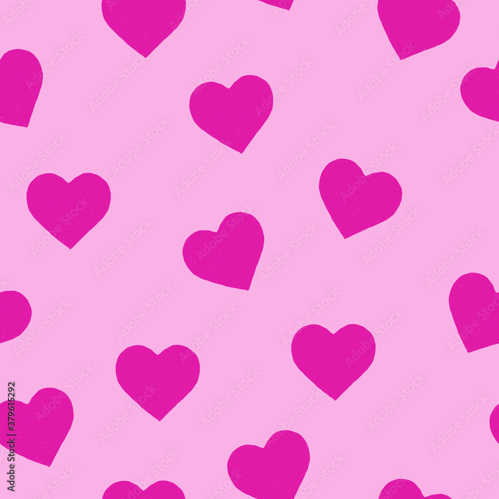 seamless pattern with pink hearts on a pink background