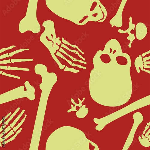 Day of The Dead. Seamless pattern made of skulls and bones. Skeleton pattern.