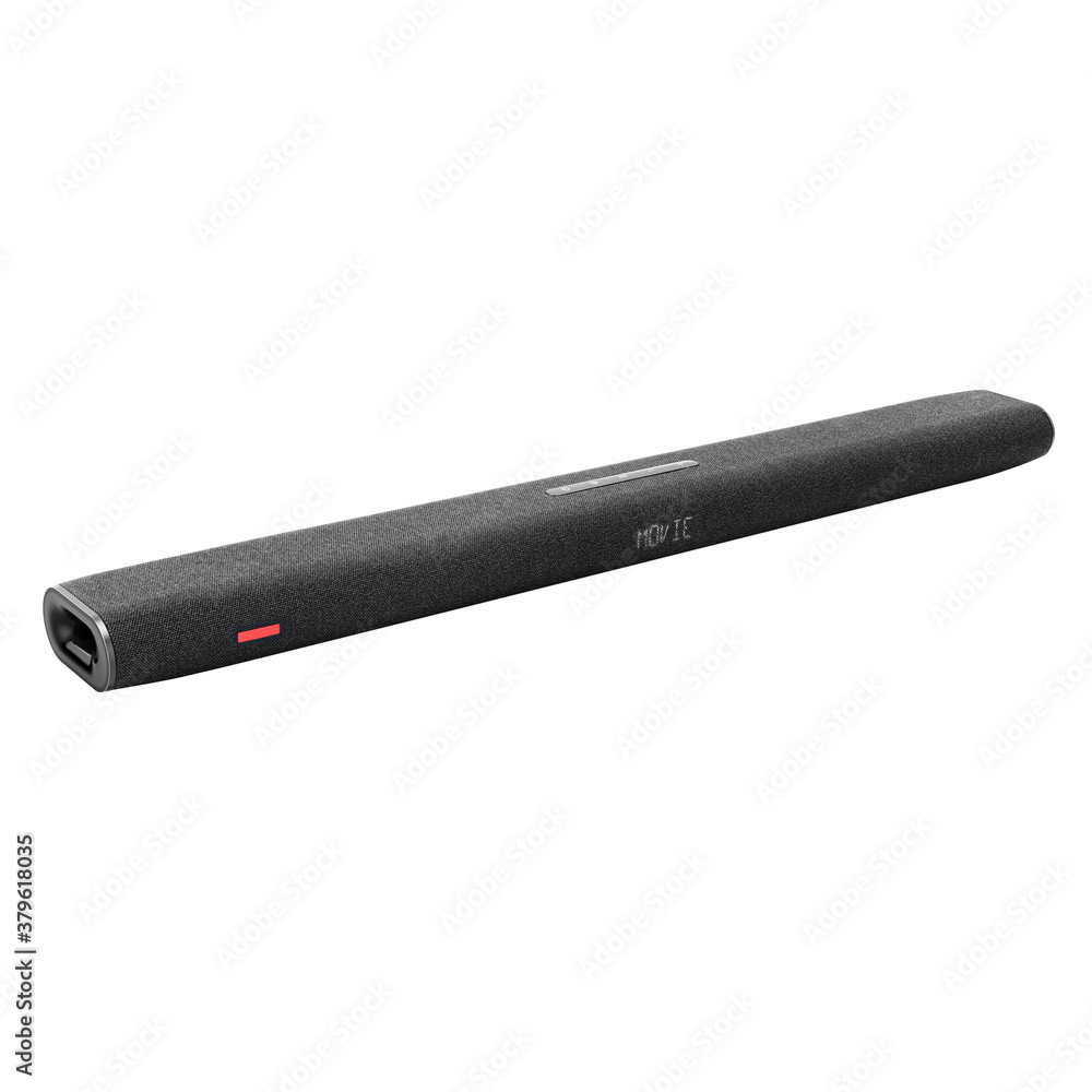 2.1 Channel Soundbar System 100 Watt Home Cinema Speaker Isolated on White. Data Surround