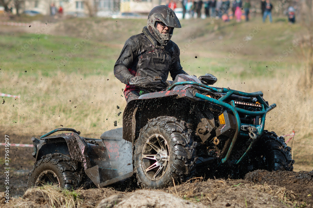 ATV and UTV competition with mud. Offroad competition. ATV and UTV competition with mud. Offroad competition.
