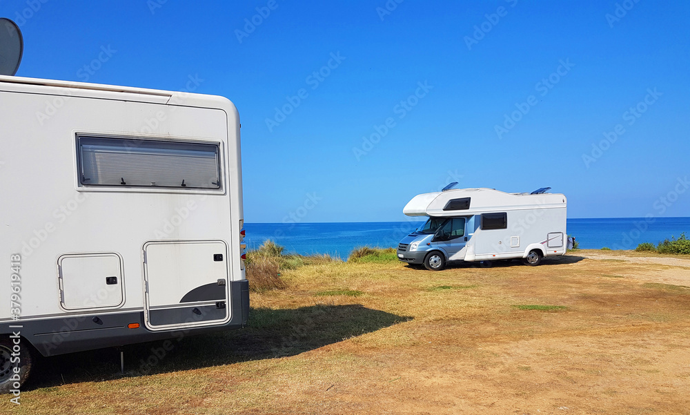 caravan car by the sea in autumn season vacations caravan car by the sea in autumn season vacations