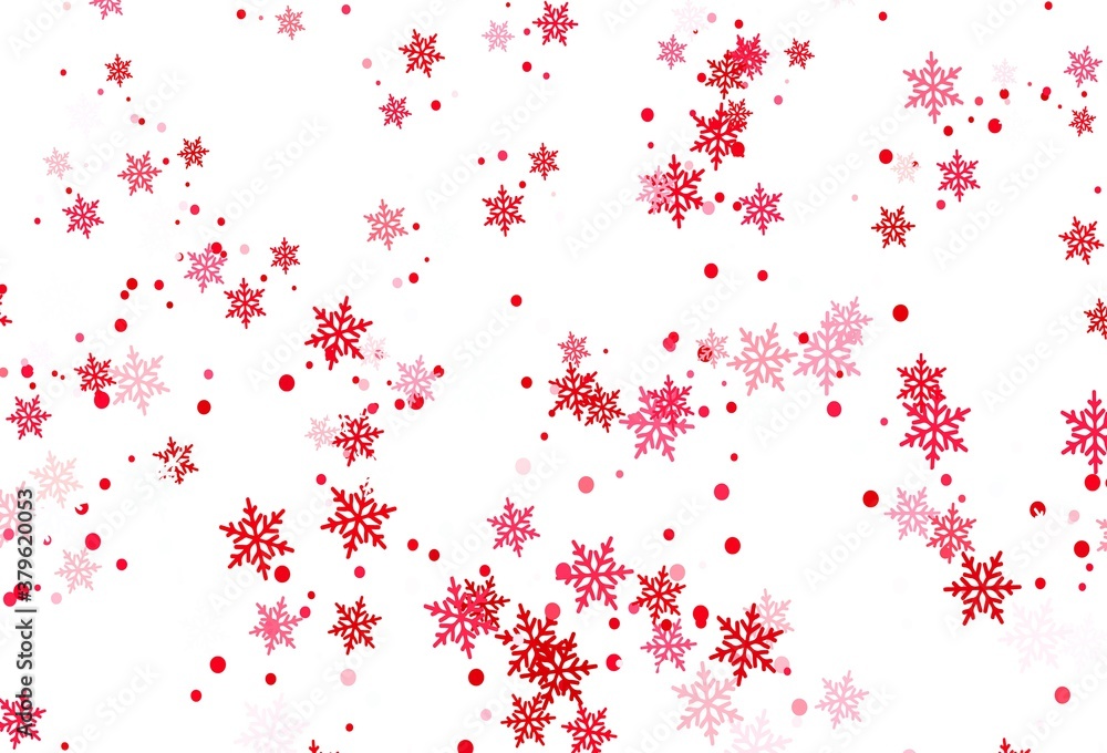 Light Pink, Red vector layout with bright snowflakes.