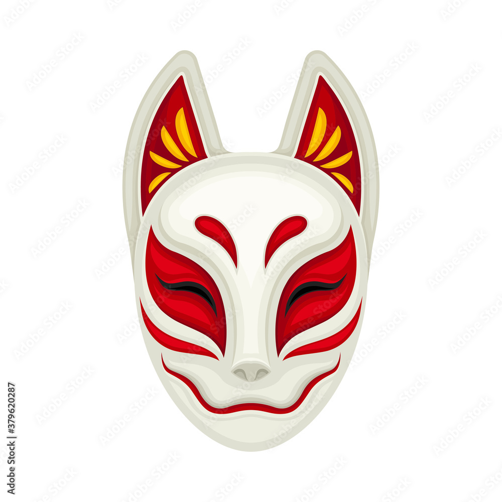 Japanese Devil Mask with Smile for Performance Vector Illustration