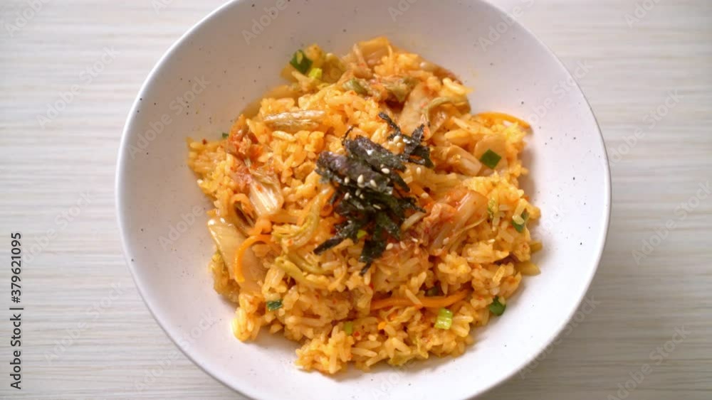 kimchi fried rice with seaweed and white sesame - Korean food style kimchi fried rice with seaweed and white sesame - Korean food style