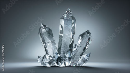 Rendering of realistic quartz cristals - 3D illustration photo