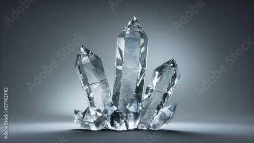 Rendering of realistic quartz cristals - 3D illustration