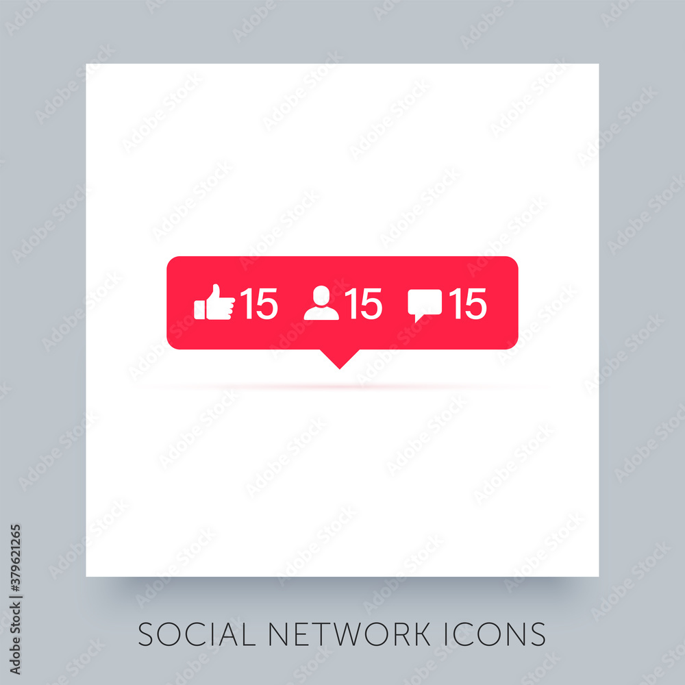 Instagram Notification Vector Social network app icon. UX UI design tooltip element. Instagram ...
