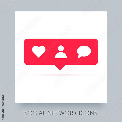 Social network app icon. UX UI design tooltip element. Instagram notification vector icon. Symbol for web site and mobile application.