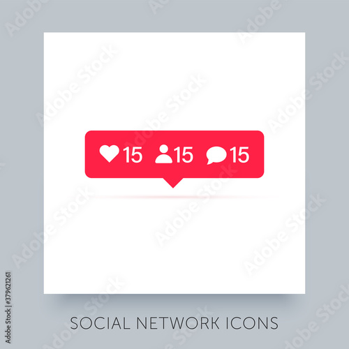 Social network app icon. UX UI design tooltip element. Instagram notification vector icon. Symbol for web site and mobile application.