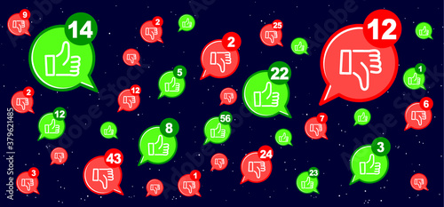 Compliments oke like hand thumb up or thumbs down Funny okay or super good icons Flat vector okey hands Unlike or dislike day. Social media connect. Don't or Dont finger Online or offline day Yes  No