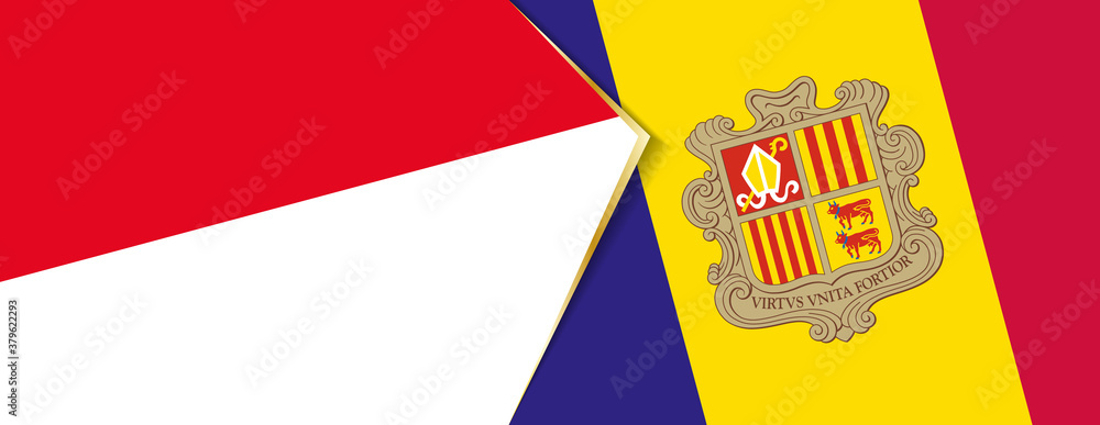 Monaco and Andorra flags, two vector flags.