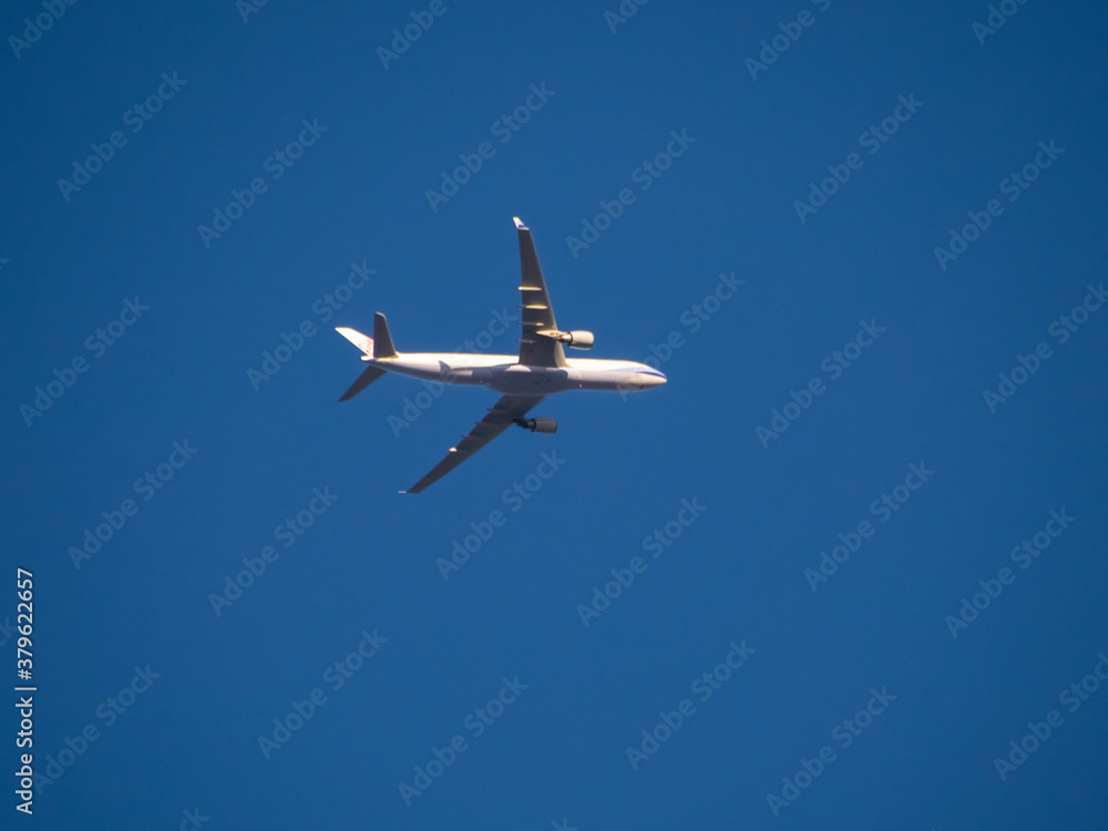 Aeroplane flying high above Sydney Harbour Australia Aeroplane flying high above Sydney Harbour Australia