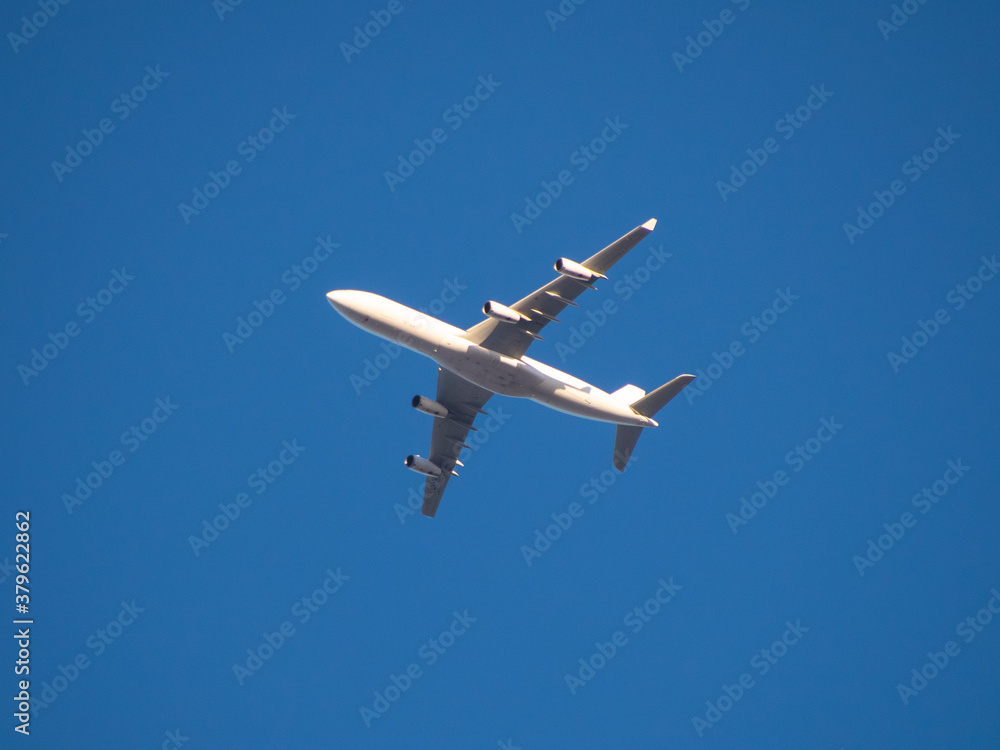 Aeroplane flying high above Sydney Harbour Australia Aeroplane flying high above Sydney Harbour Australia