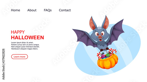 Happy Halloween. Funny bat cartoon character