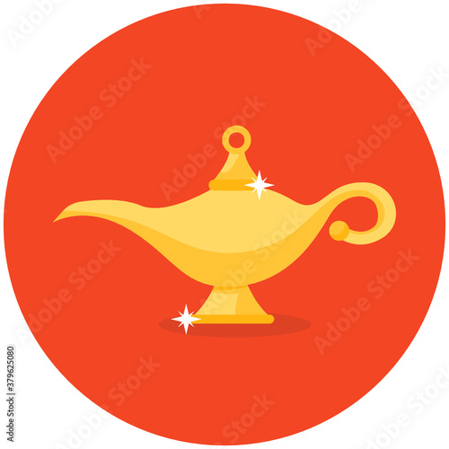 
A magic lamp icon, flat design of aladdin lamp vector 

