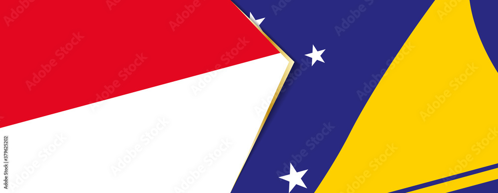 Monaco and Tokelau flags, two vector flags. Monaco and Tokelau flags, two vector flags.