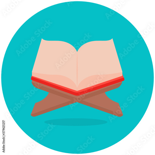 
A holy Muslim book, holy quran icon in flat style 
