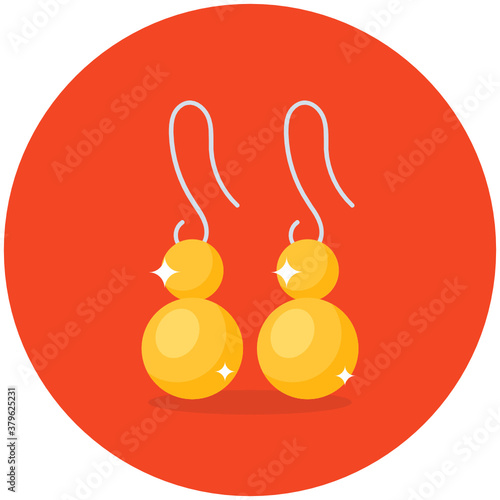 
Earrings vector style, flat rounded icon design 
