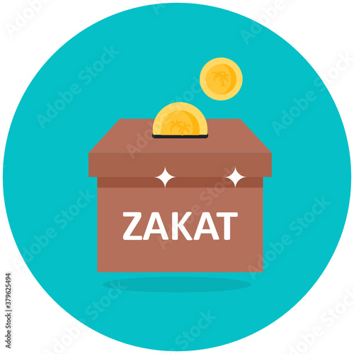 
Coin with box showing concept of charity icon 
