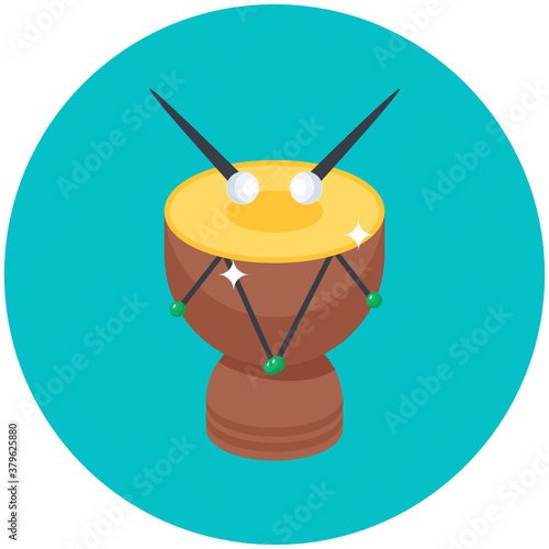 
A flat vector design of bongo music drum 
