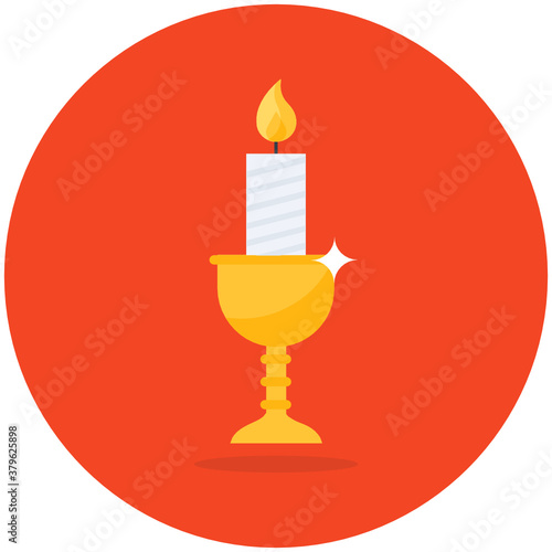 
A flat vector design of burning candle stand icon
