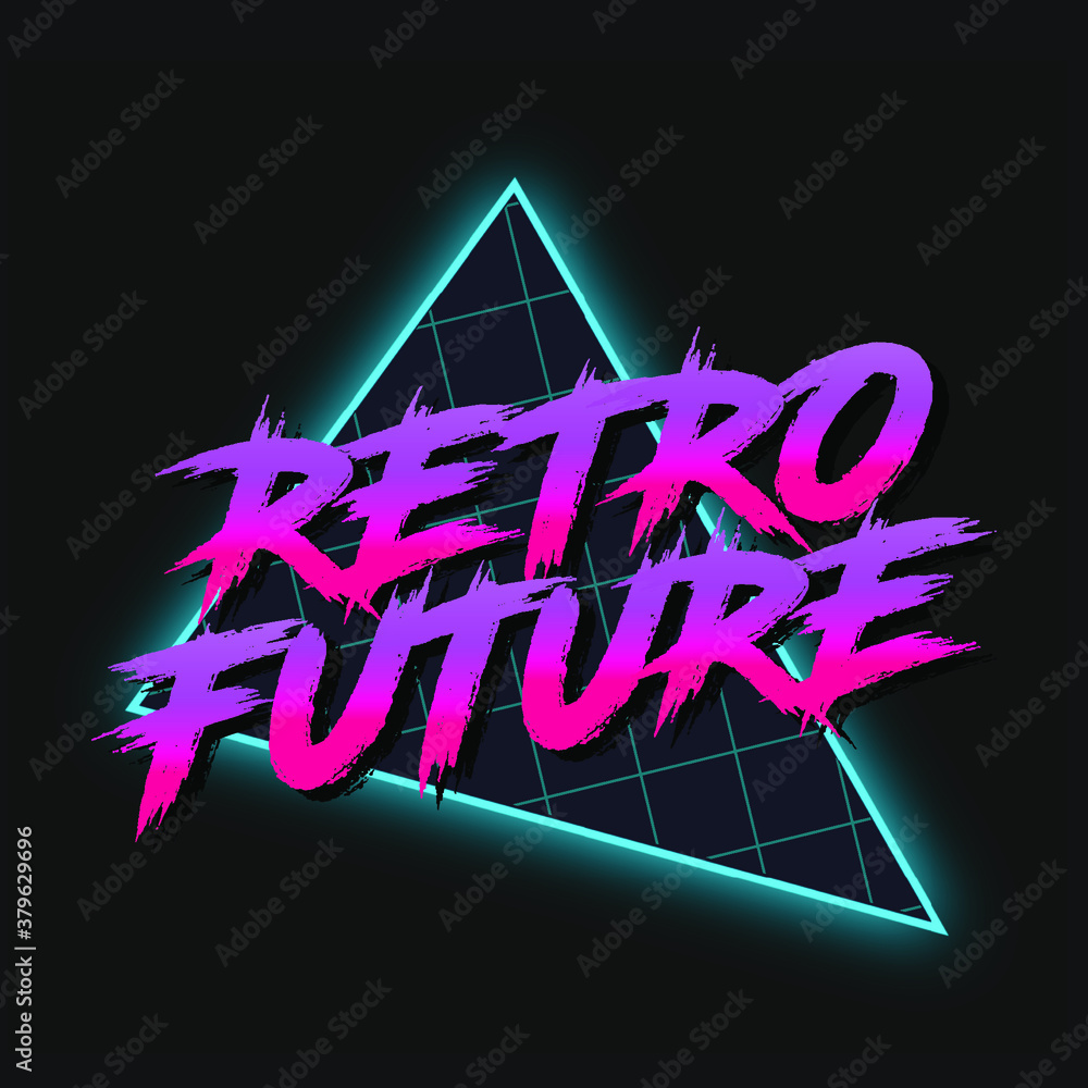 Retro Future Logo 80's Style Vector Art | Glow Neon Magenta Gradient