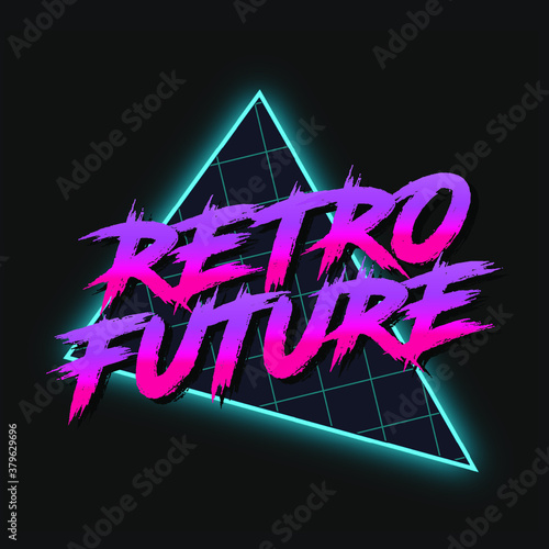Obraz na płótnie Retro Future Logo 80's Style Vector Art | Glow Neon Magenta Gradient w salonie