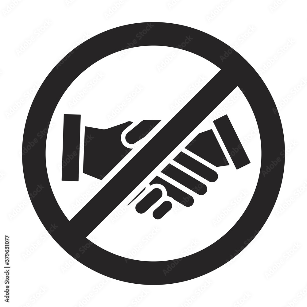 Flat vector handshake prohibited sign for apps or websites Flat vector handshake prohibited sign for apps or websites