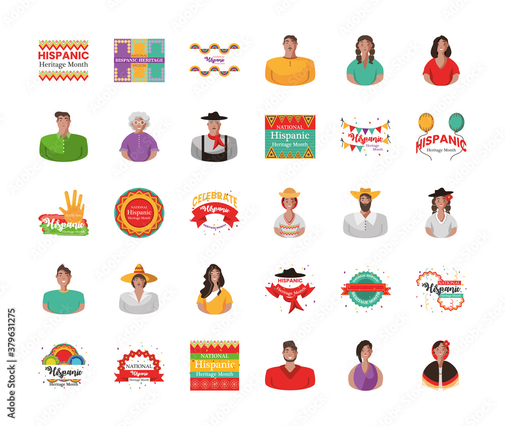 Fototapeta premium national hispanic heritage month 30 icon set vector design