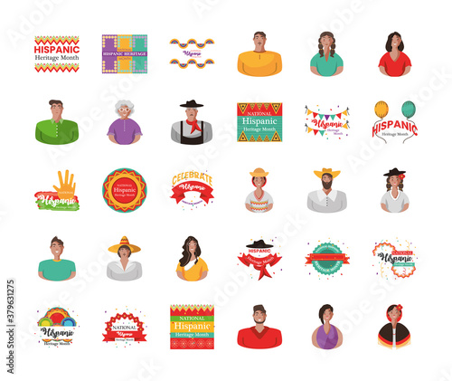 national hispanic heritage month 30 icon set vector design