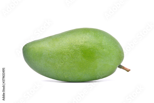 Fresh green mango fruit isolated on white background with clipping path